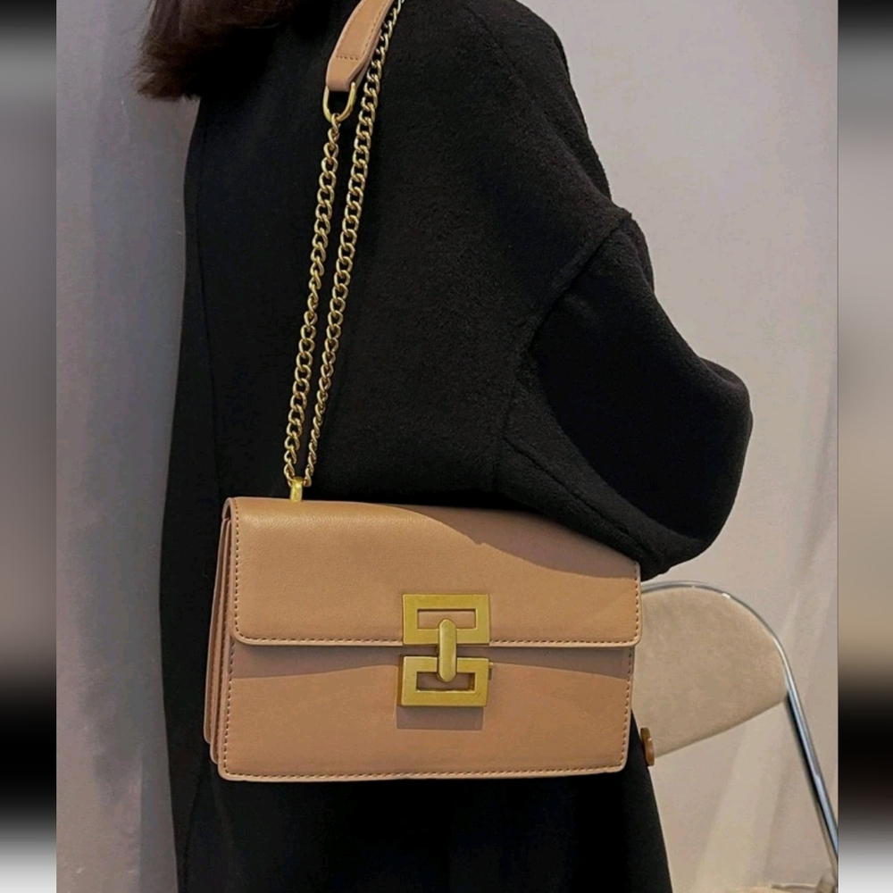 Women's Mocha PU Leather Baguette Shoulder Bag NEW